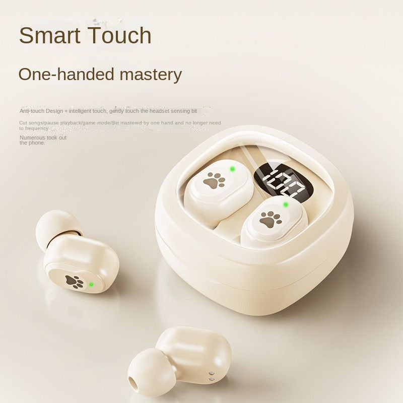 Cream Wireless Earbuds with Touch Control & ENC Calls