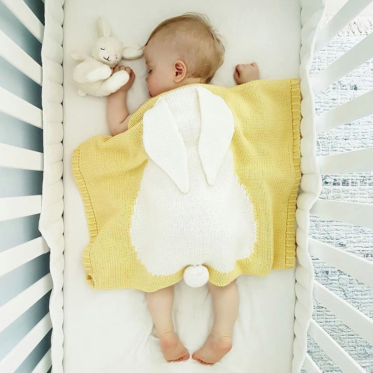 Rabbit Ears Knitted Blanket for Cozy Baby Cuddles