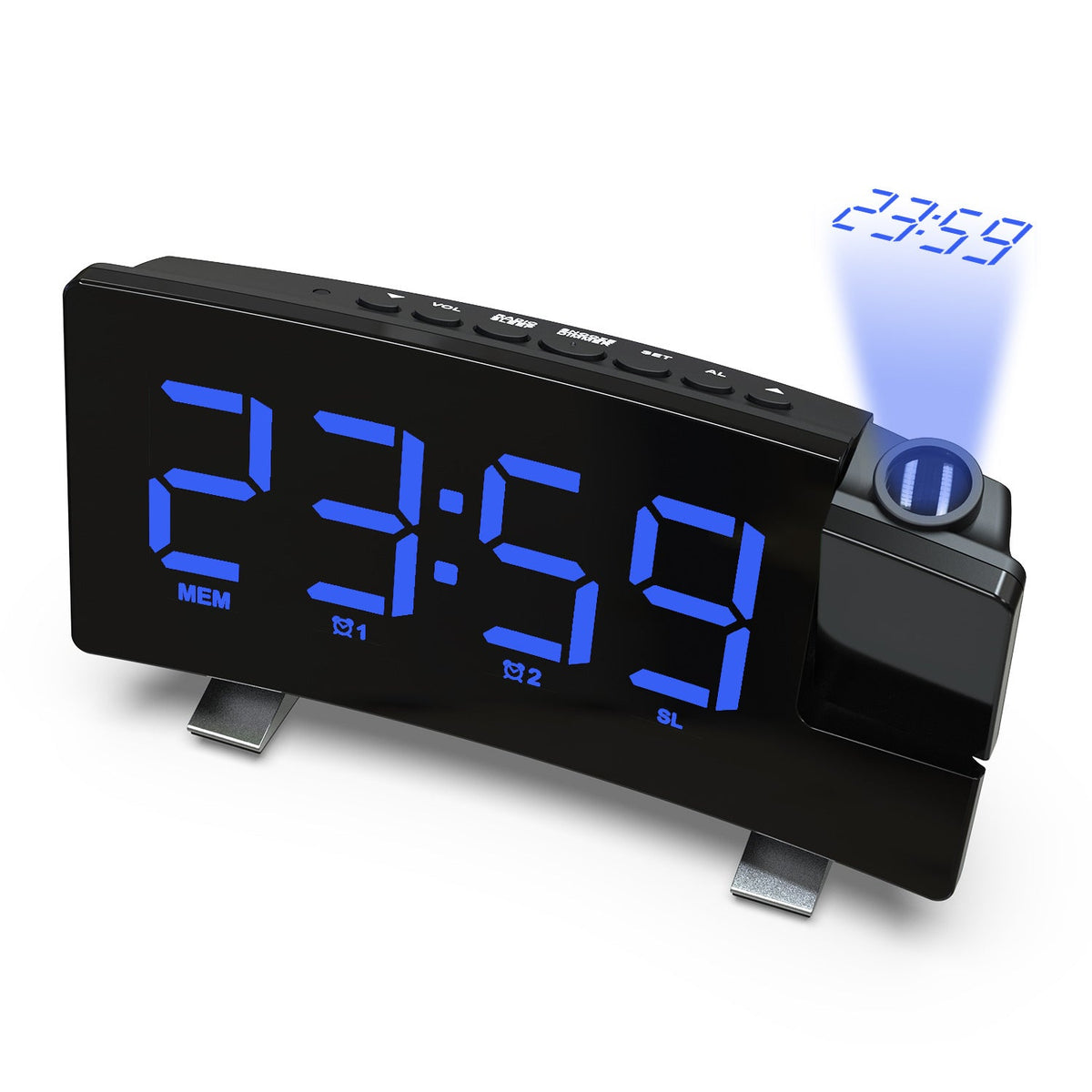 Projection Alarm Clock with Dual Alarms & USB Charge