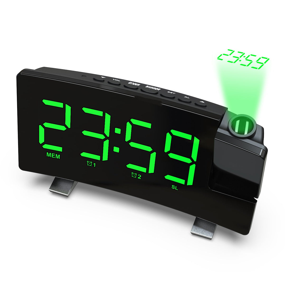 Projection Alarm Clock with Dual Alarms & USB Charge