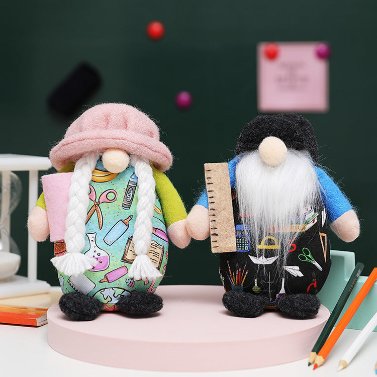 School Gnome Decorations, Faceless Plush Desk Decor Pair