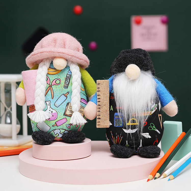 School Gnome Decorations, Faceless Plush Desk Decor Pair