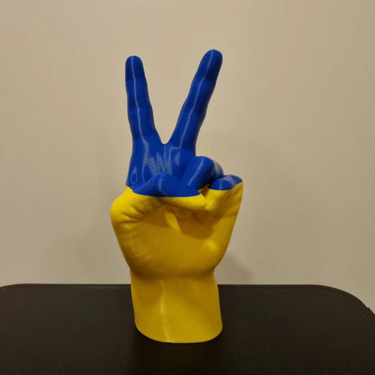 Peace Gesture Sculpture - Blue Yellow Statement Decor