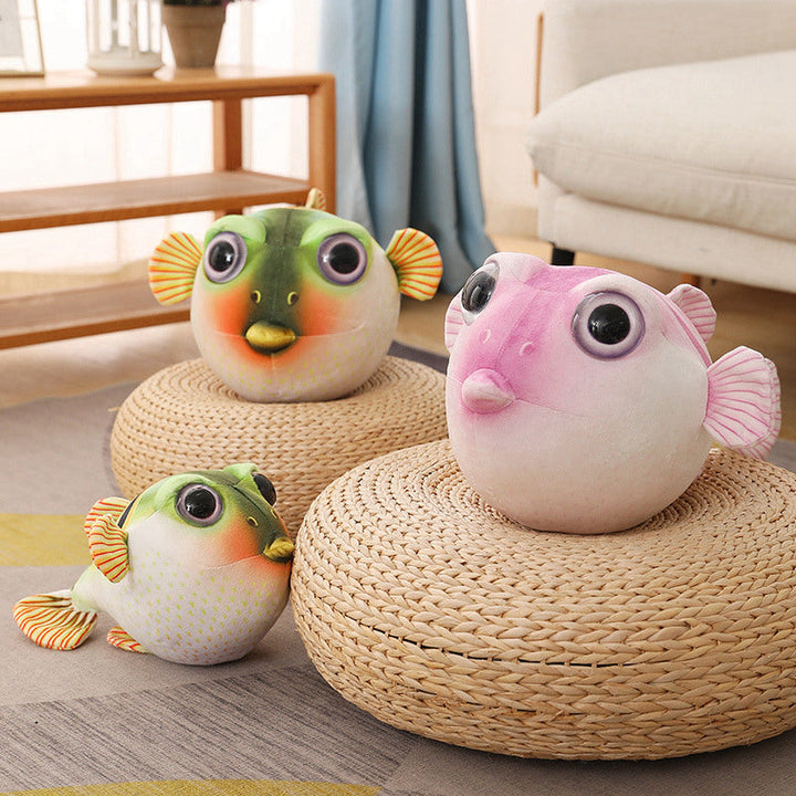 Pufferfish Plush Pillow – Colorful Cuddly Room Decor