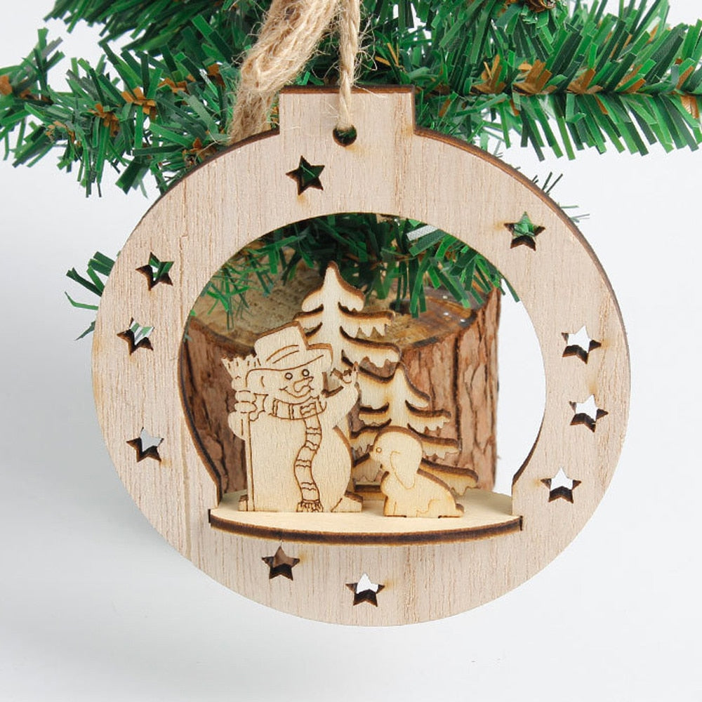 Wooden Christmas Tree Ornaments for Rustic Woodland Decor