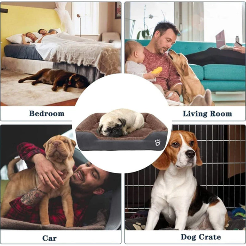 Fleece Pet Bed with Waterproof Bottom for Cozy Rest