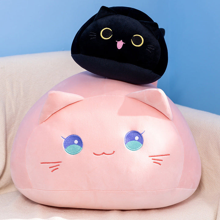 Round Cat Plush Pillow – Soft Kawaii Bedroom Accent