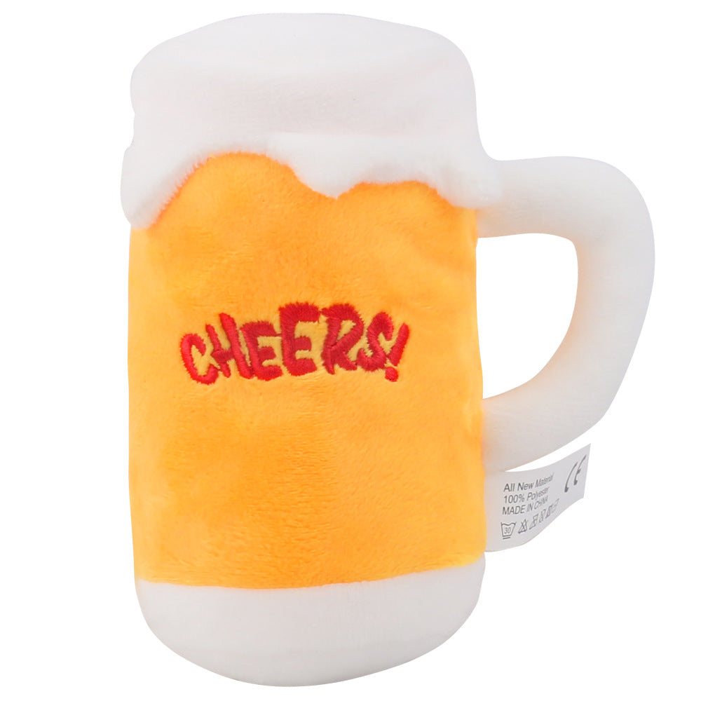 Squeaky Beer Bottle Dog Toy Set - Funny Plush 2-Pack