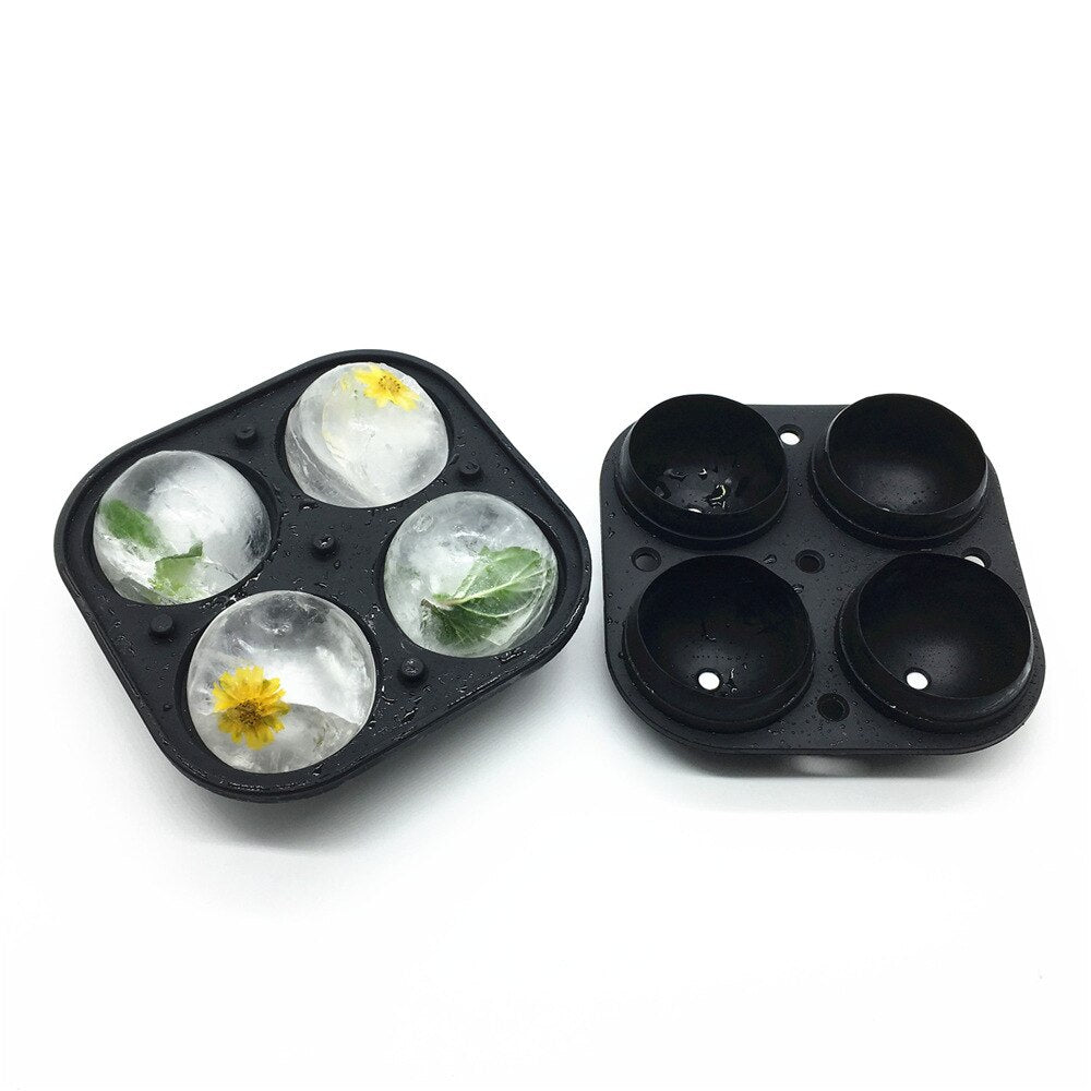 Silicone Ice Ball Mold: Clear, Round 4-Ball Spheres
