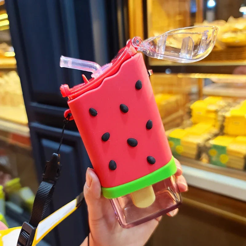 Kids Popsicle Water Bottle With Straw, Leakproof Tritan