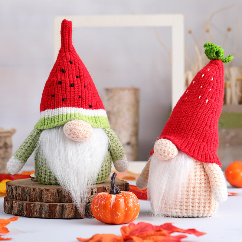 Knitted Fruit Gnome Decor Set for Cozy Seasonal Charm