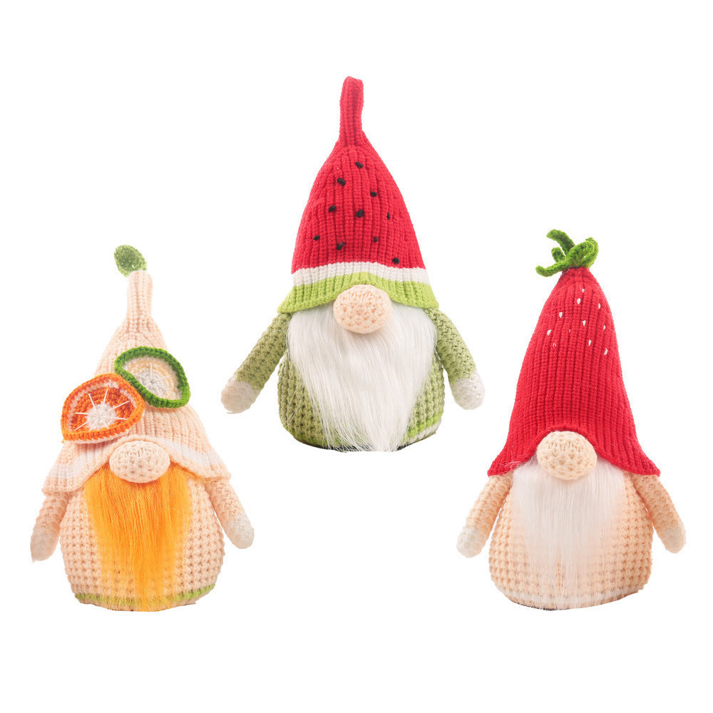 Knitted Fruit Gnome Decor Set for Cozy Seasonal Charm