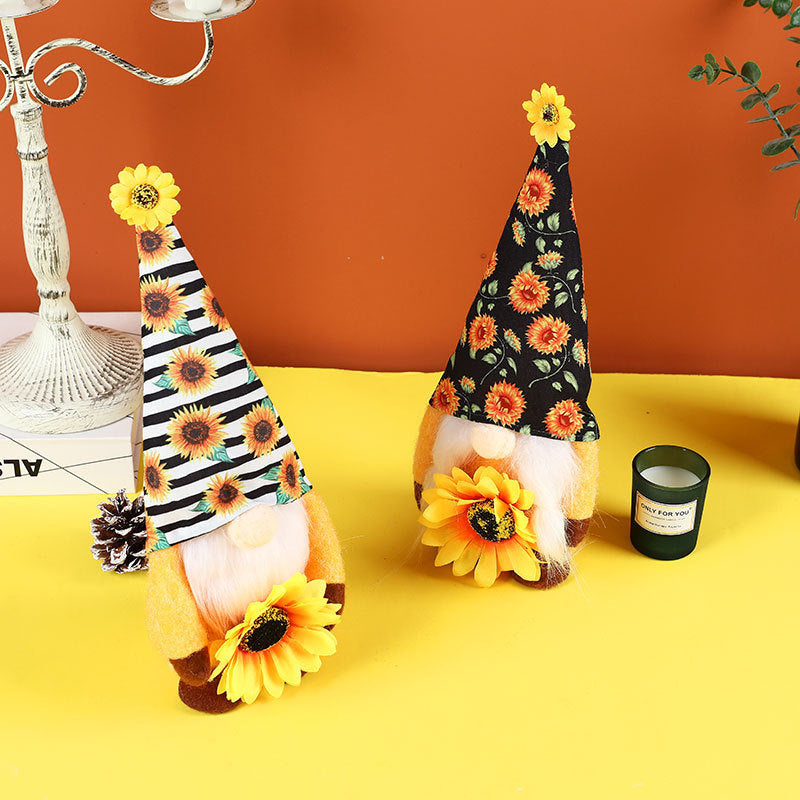 Sunflower Gnome Doll Pair for Cheerful Summer Decor