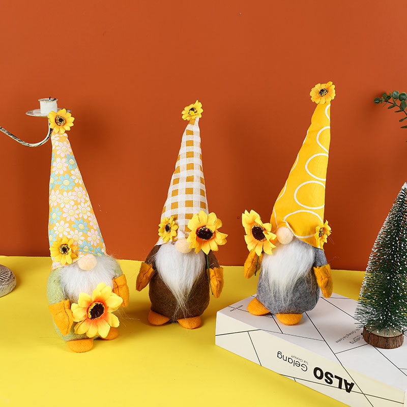 Sunflower Gnome Set for Cheerful Summer Home Decor