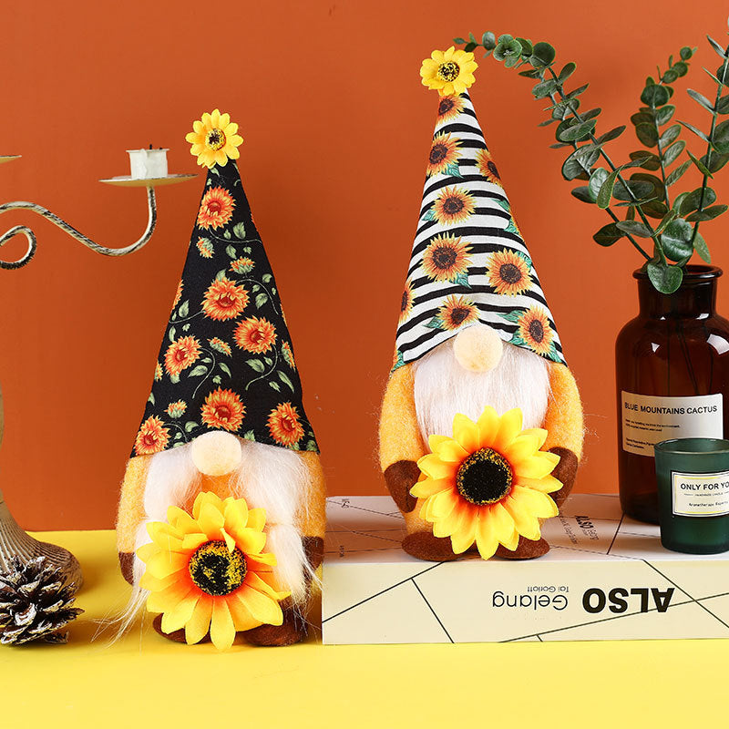 Sunflower Gnome Doll Pair for Cheerful Summer Decor