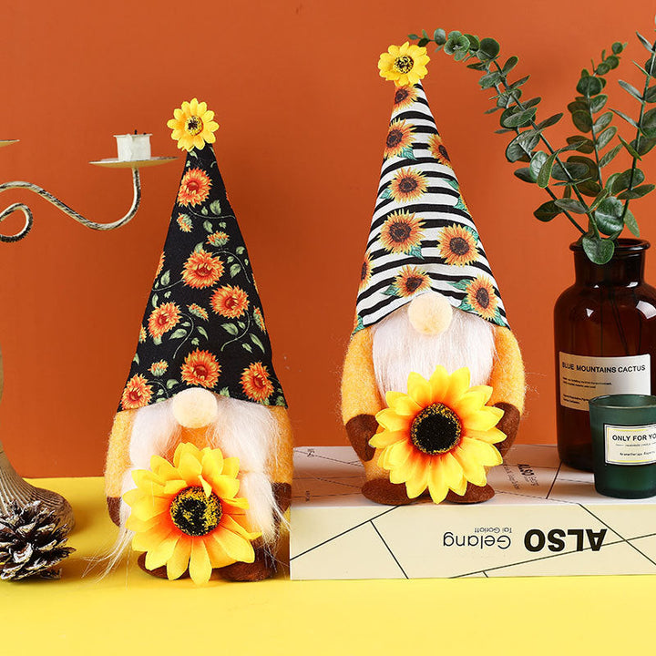 Sunflower Gnome Doll Pair for Cheerful Summer Decor