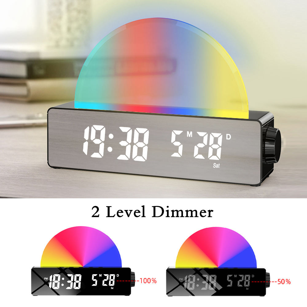 Sunset Alarm Clock with RGB Light & USB Charging