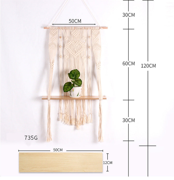 Macramé Wall Shelf for Boho Display and Light Storage