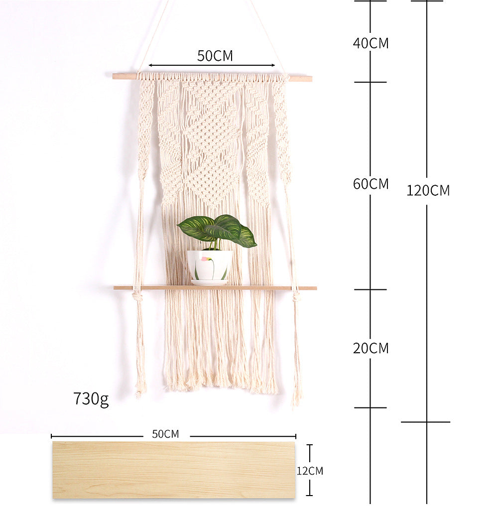 Macramé Wall Shelf for Boho Display and Light Storage