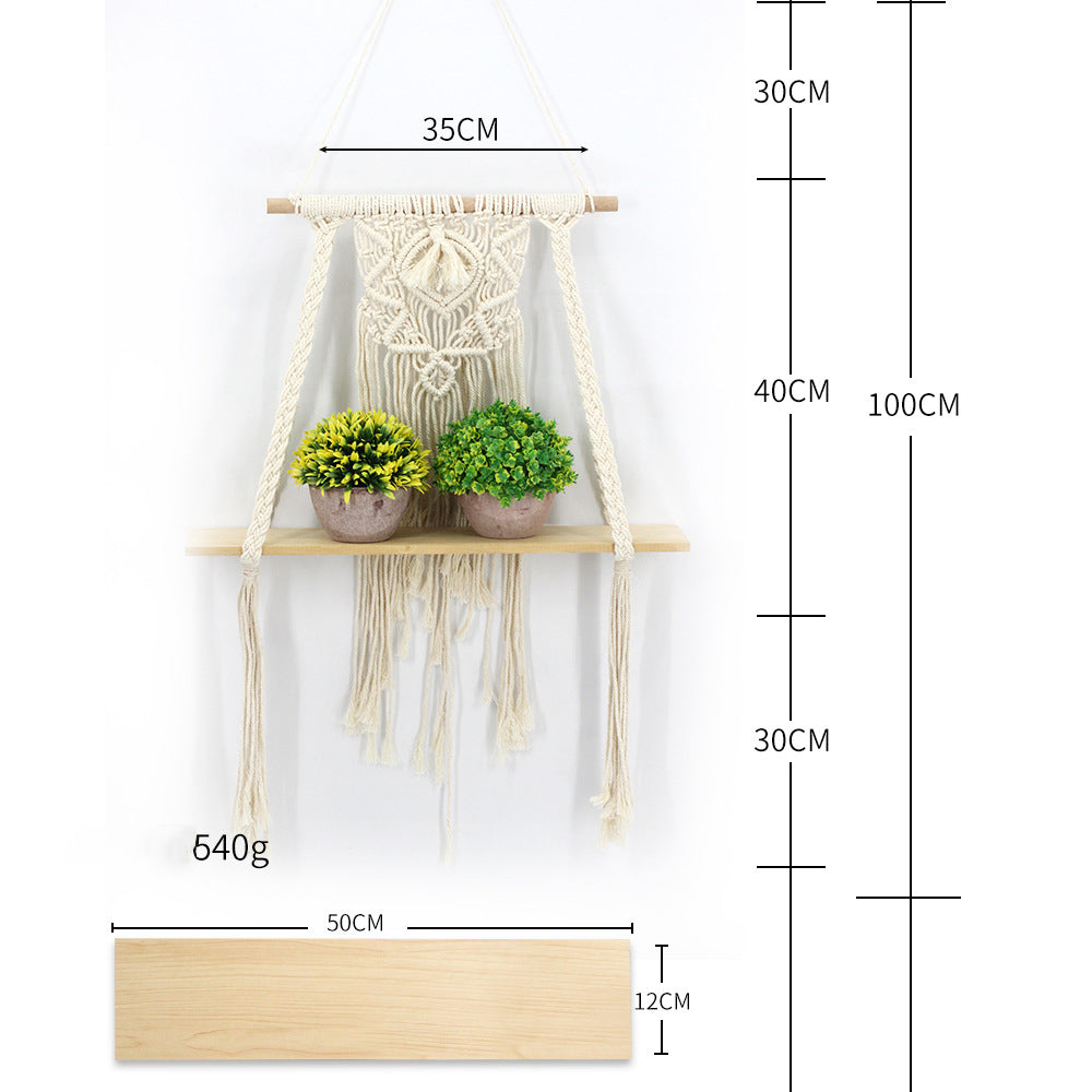 Macramé Wall Shelf for Boho Display and Light Storage
