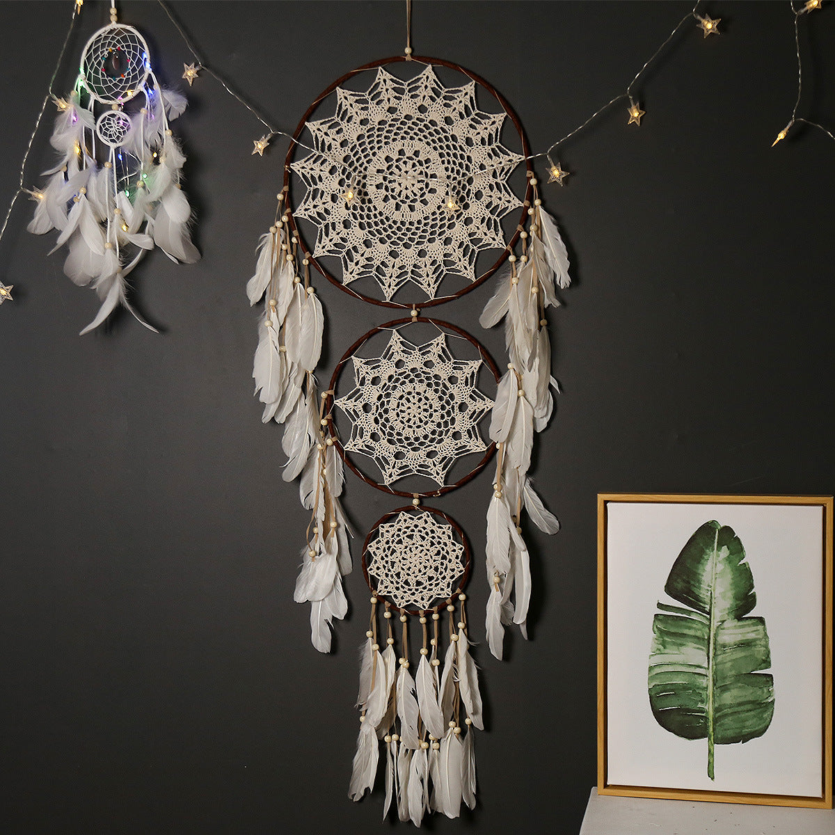 Three-Ring Dream Catcher Wall Decor for Boho Rooms