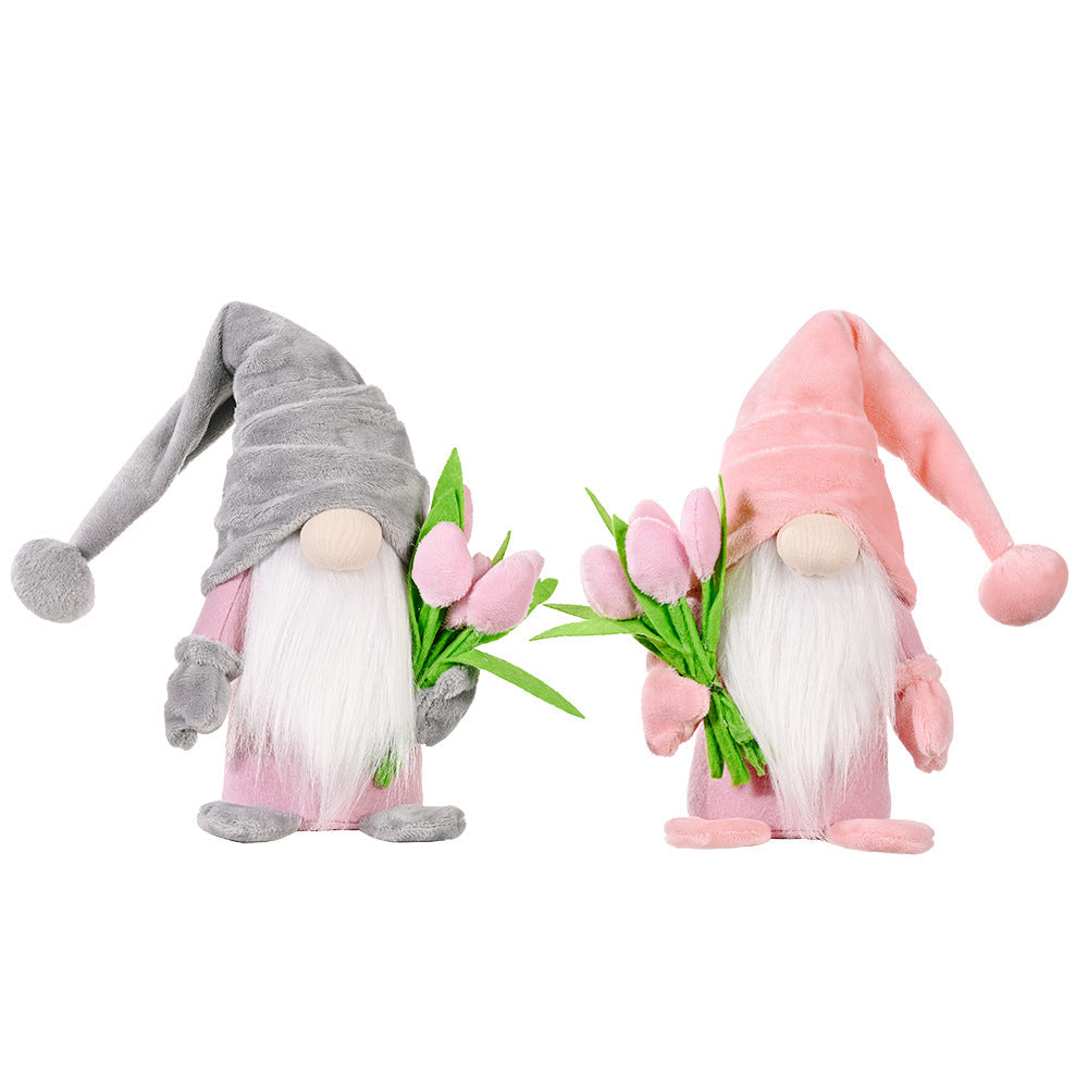 Tulip Gnome Doll Pair for Cheerful Spring Home Decor