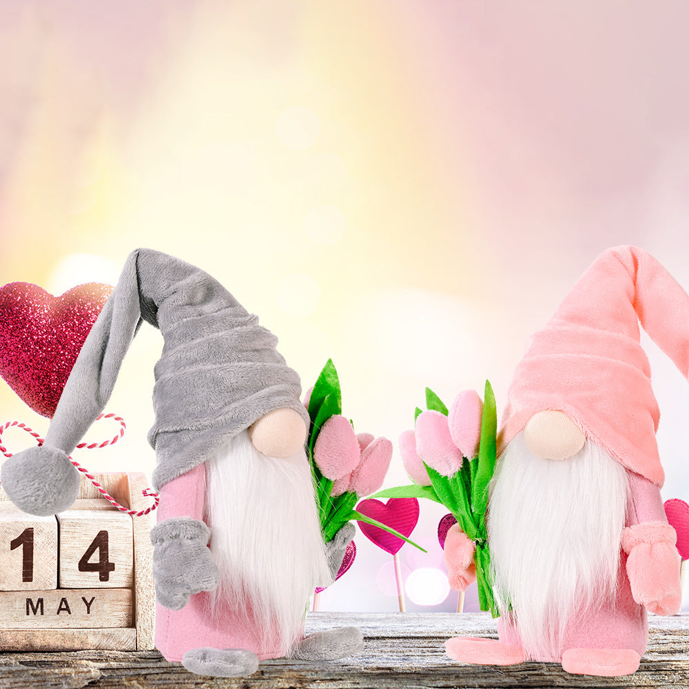 Tulip Gnome Doll Pair for Cheerful Spring Home Decor