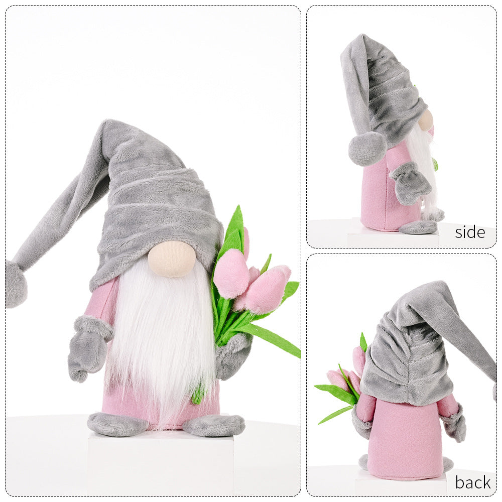 Tulip Gnome Doll Pair for Cheerful Spring Home Decor