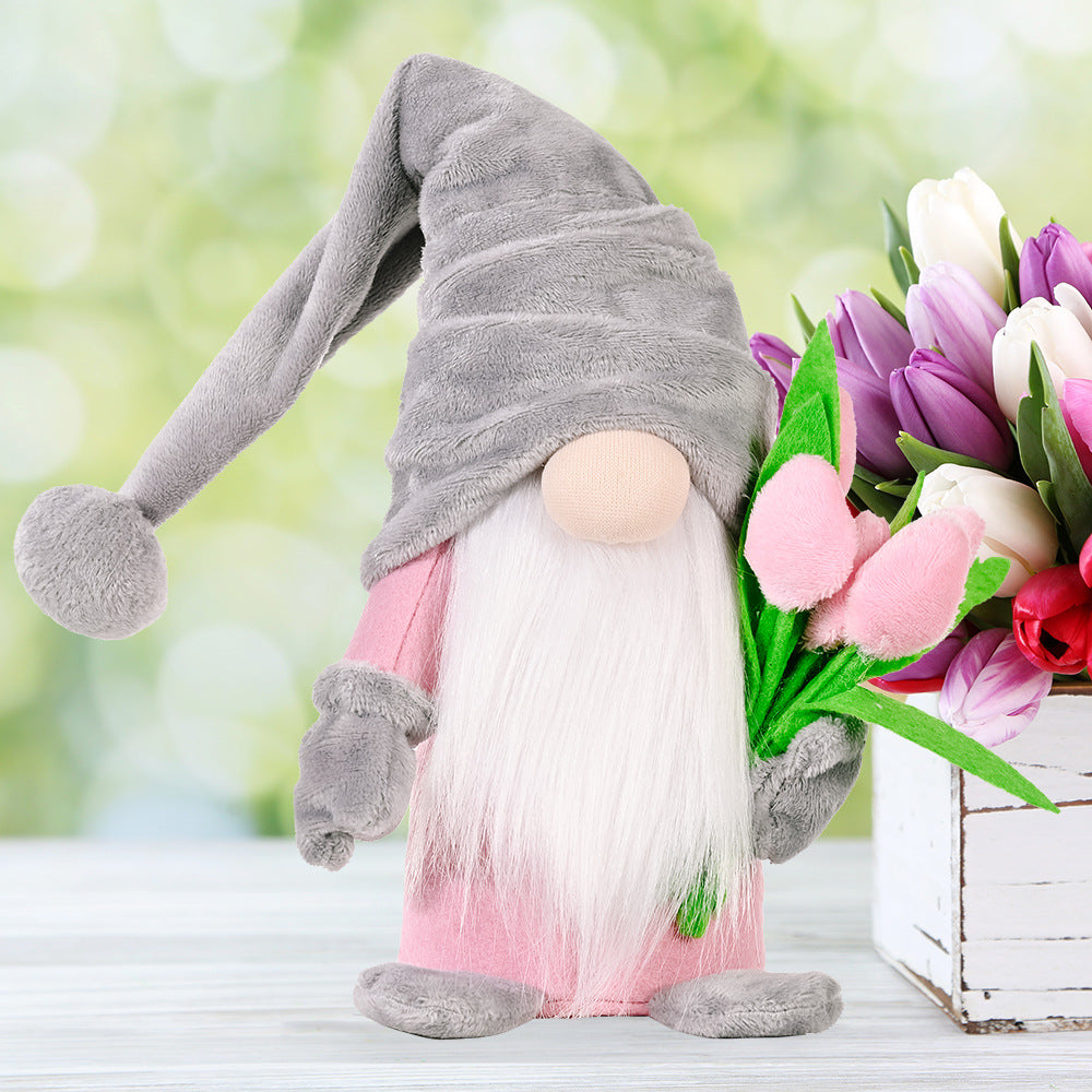Tulip Gnome Doll Pair for Cheerful Spring Home Decor