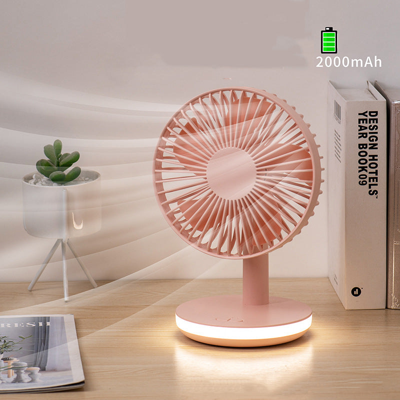 USB Desk Fan with Night Light and Rechargeable Battery