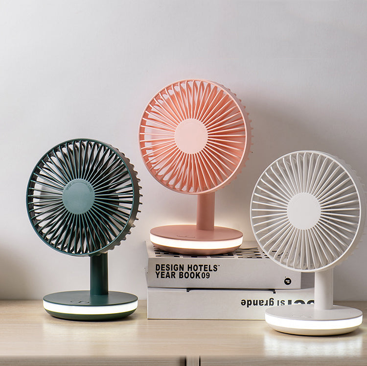 USB Desk Fan with Night Light and Rechargeable Battery