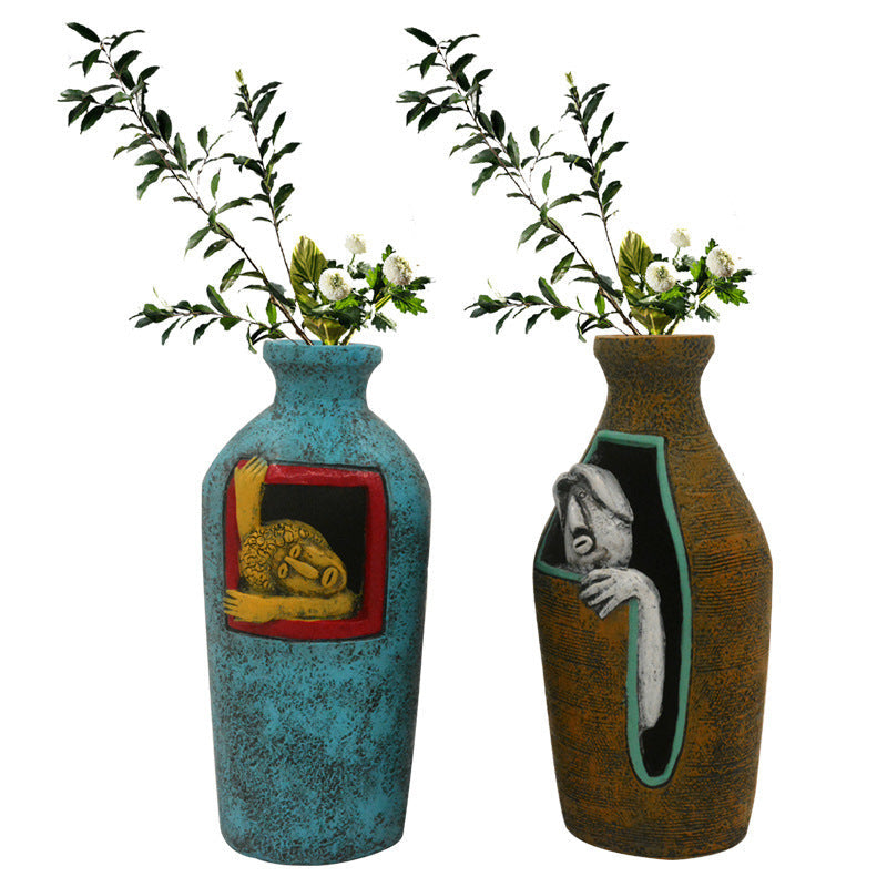 Sculptural Vase Pair for Artful European Home Decor