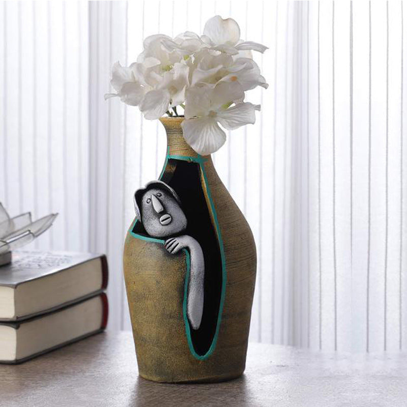 Sculptural Vase Pair for Artful European Home Decor
