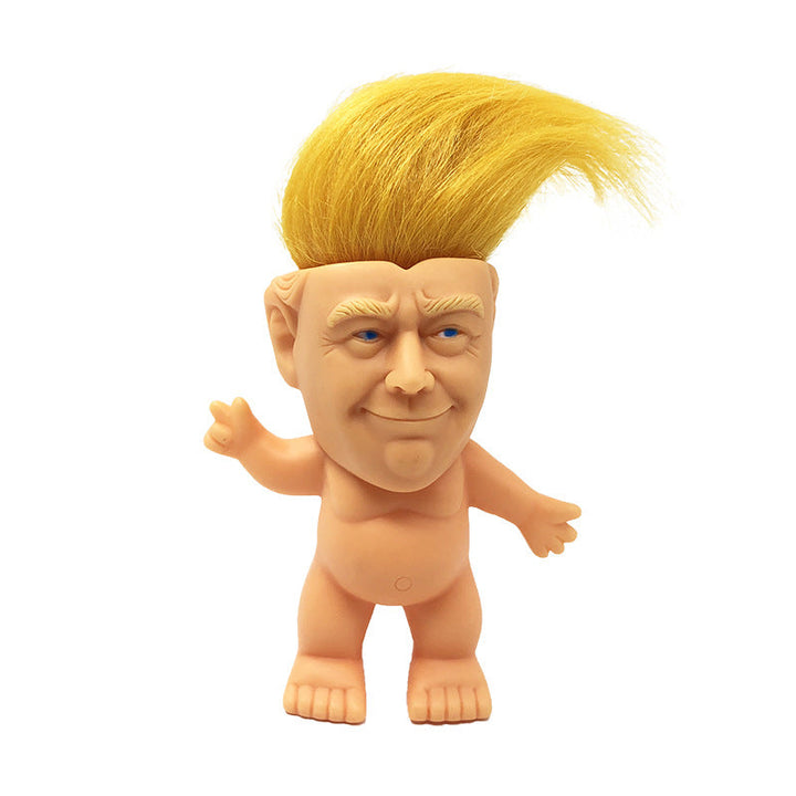 Trump-Inspired Vinyl Doll Ornament for Quirky Desk Decor