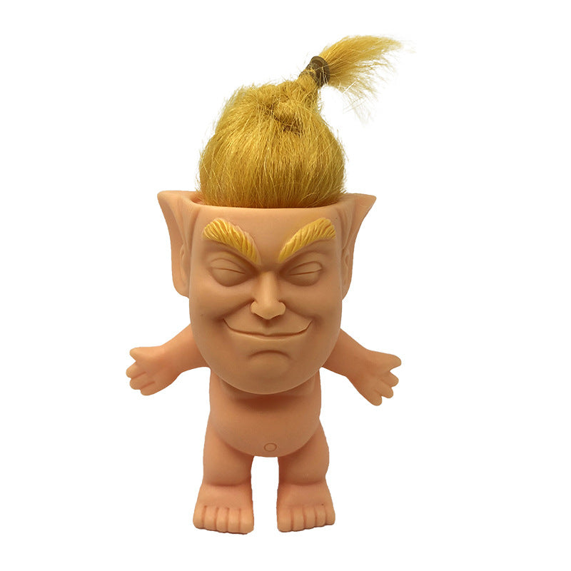 Trump-Inspired Vinyl Doll Ornament for Quirky Desk Decor