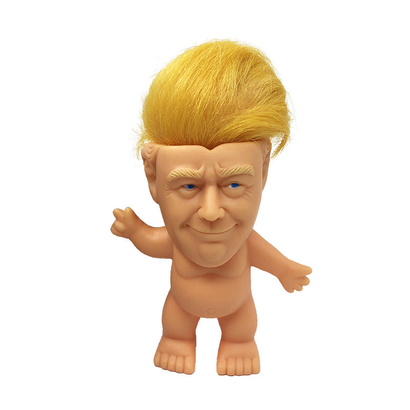 Trump-Inspired Vinyl Doll Ornament for Quirky Desk Decor