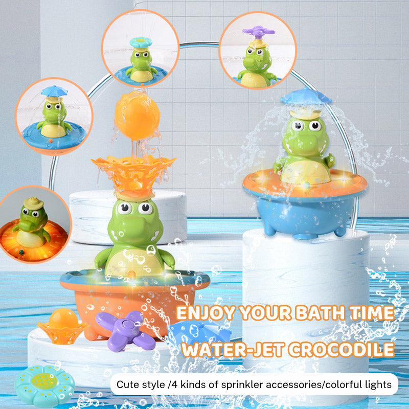 Light-Up Crocodile Bath Toy with Rotating Water Jets