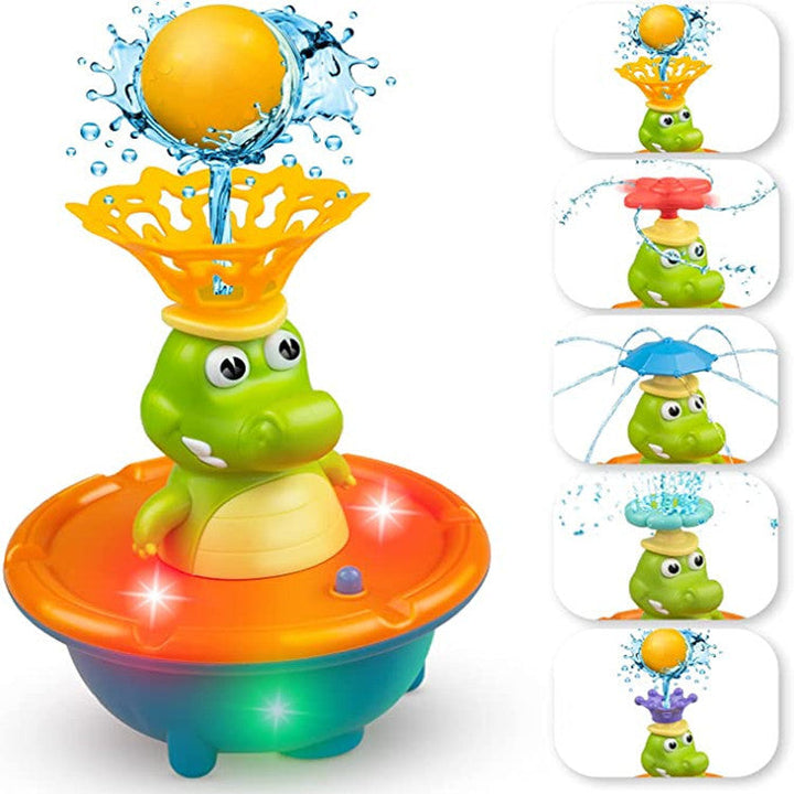 Light-Up Crocodile Bath Toy with Rotating Water Jets