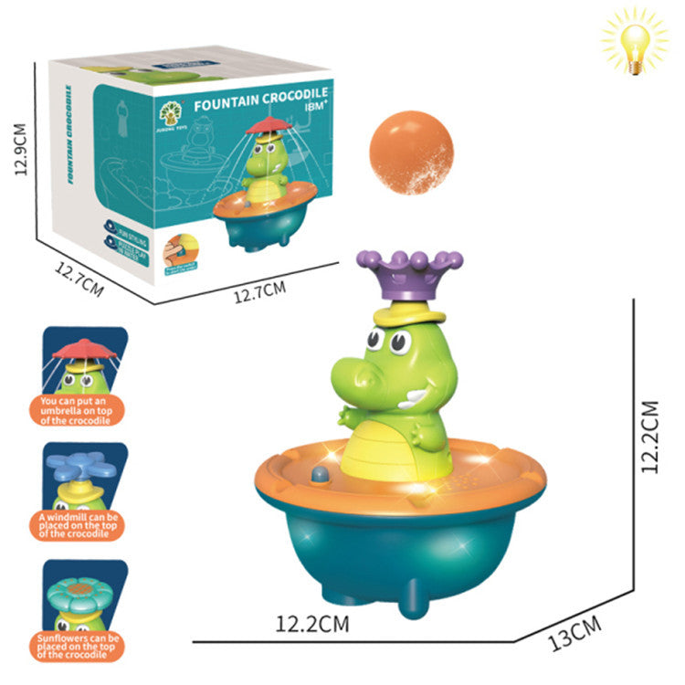 Light-Up Crocodile Bath Toy with Rotating Water Jets