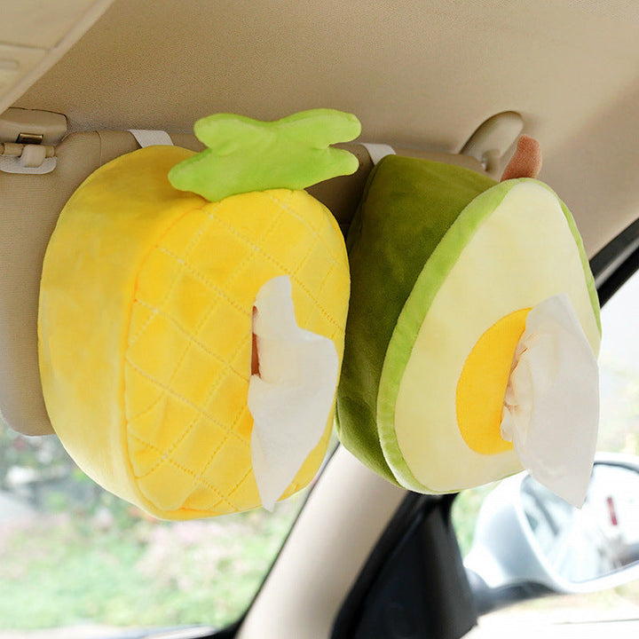 Plush Fruit Tissue Box Holder for Cute Car & Home Decor