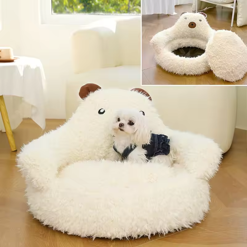 Alpaca Cat Bed House for Warm, Cozy Indoor Pet Comfort