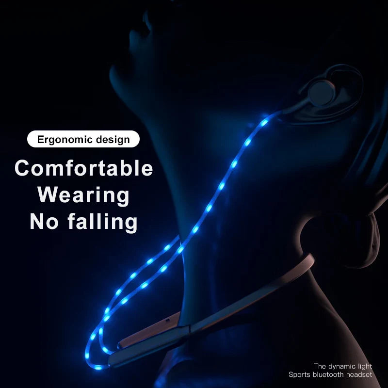 Wireless Glowing LED Neckband Headphones for Night Runs