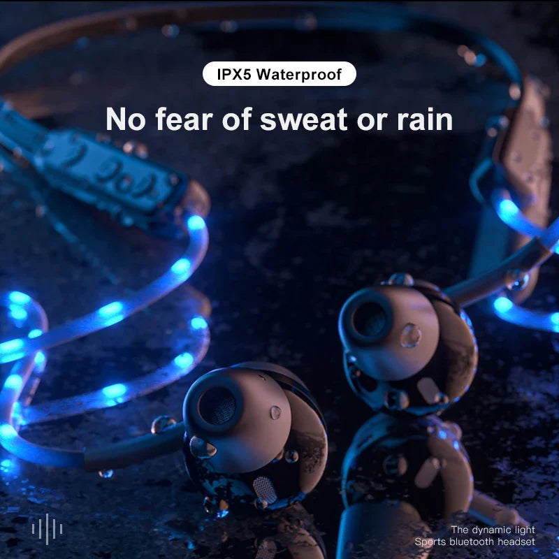 Wireless Glowing LED Neckband Headphones for Night Runs