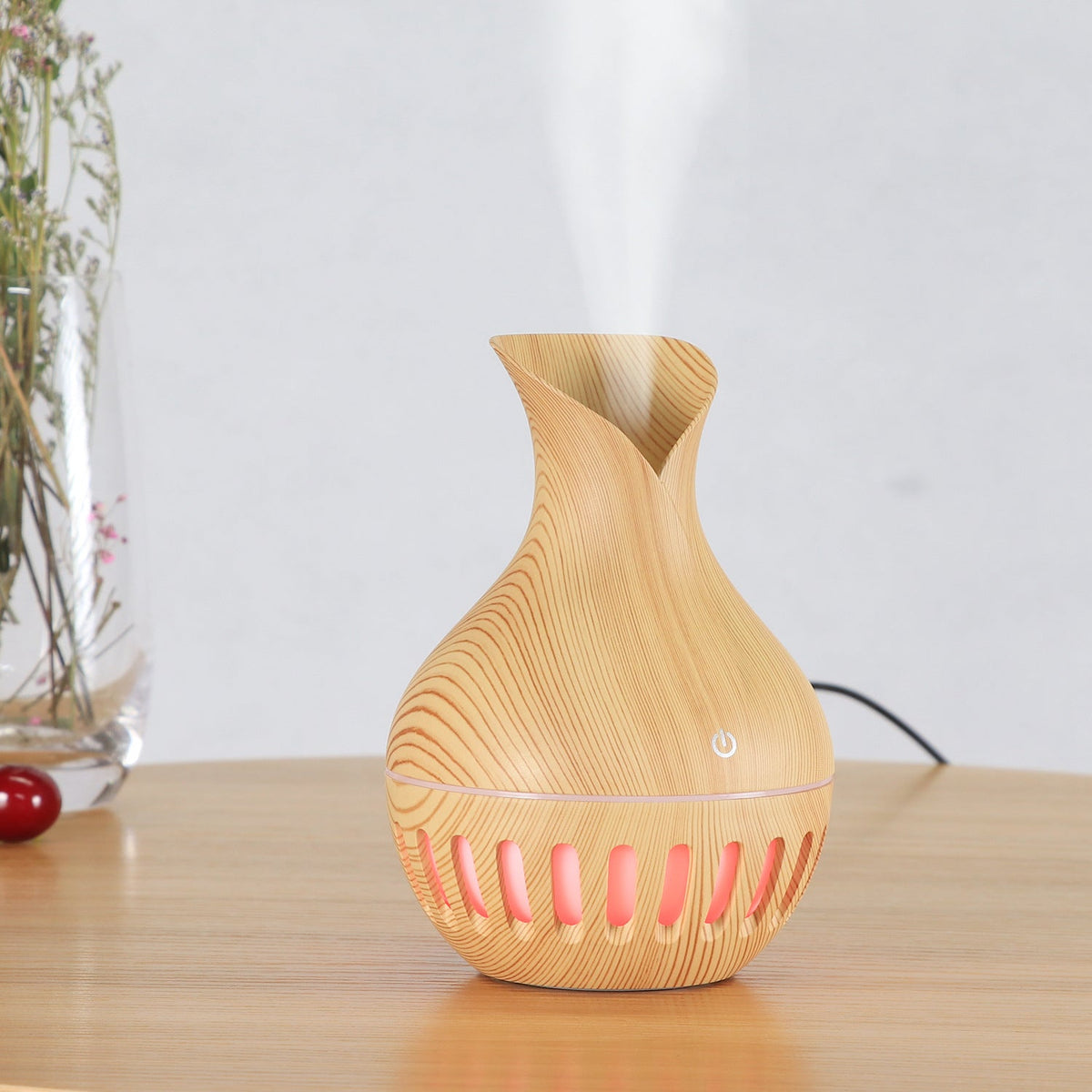 Decorative Wood Grain Humidifier with LED Ambient Glow
