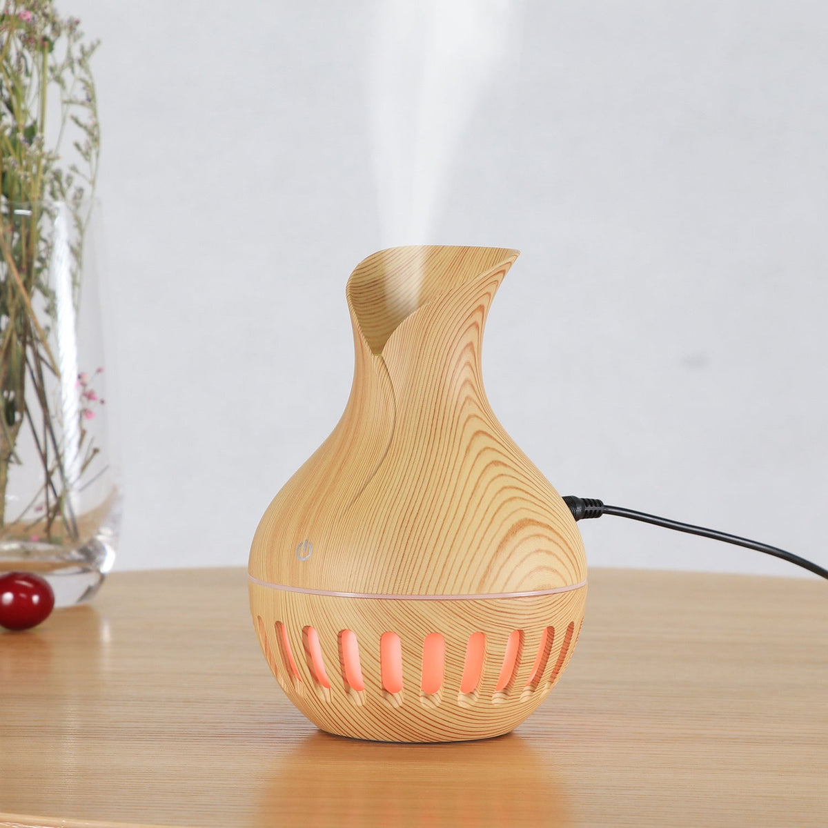 Decorative Wood Grain Humidifier with LED Ambient Glow