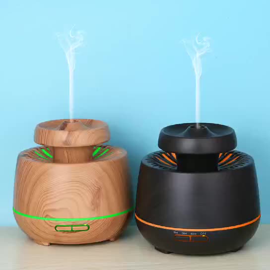 Wood Grain Aromatherapy Diffuser with Color LED Glow