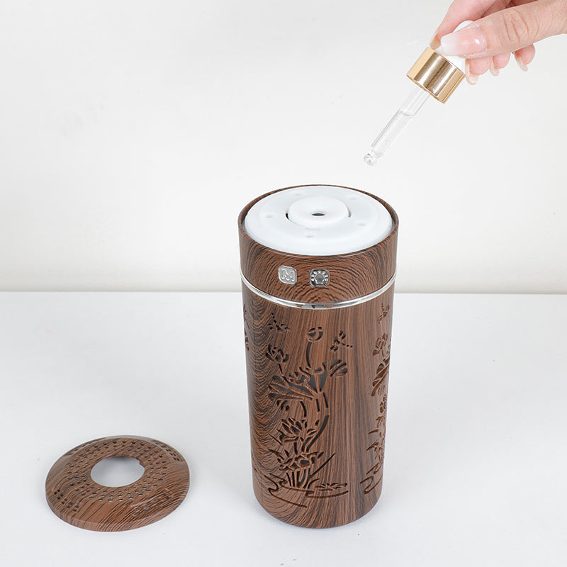 Wood Grain Lotus Humidifier Night Light for Car & Bedroom