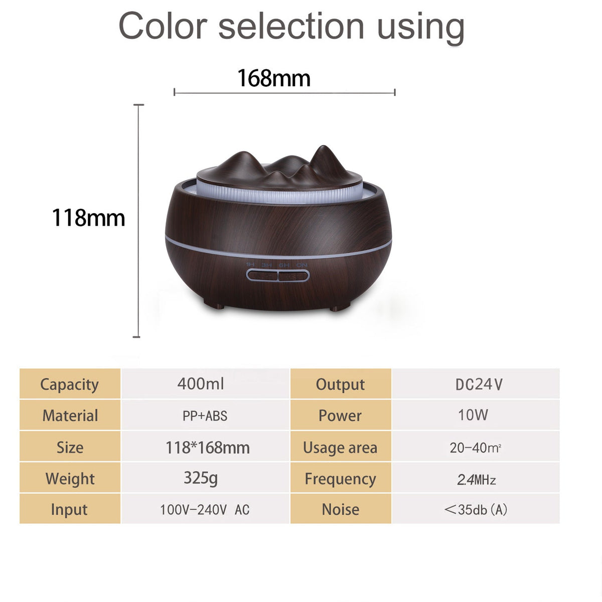 Wood Grain Essential Oil Diffuser with Mountain Mist Lid