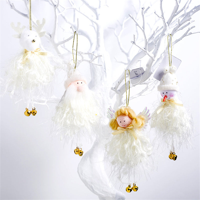 Cute Plush Christmas Tree Ornaments With Gold Bells