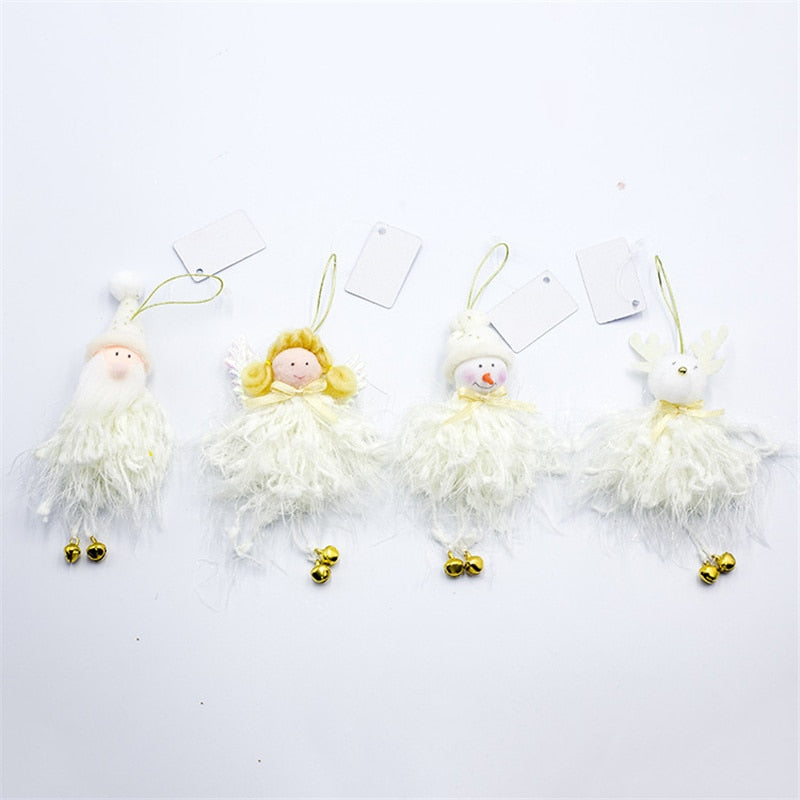 Cute Plush Christmas Tree Ornaments With Gold Bells